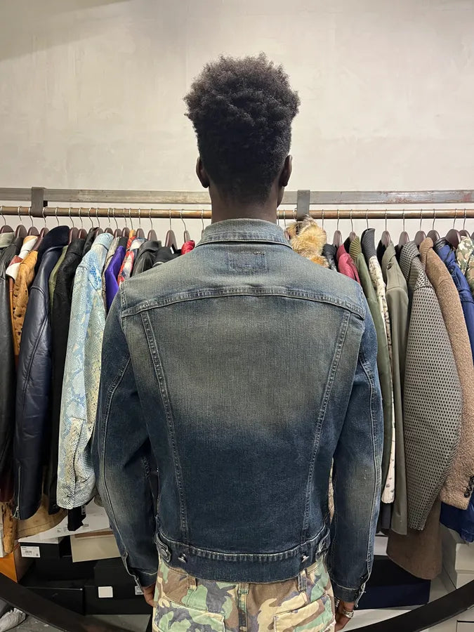 2000s Armani Blue Eroded Denim Jacket GttYqbg 2