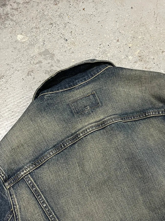 2000s Armani Blue Eroded Denim Jacket GttYqbg 6