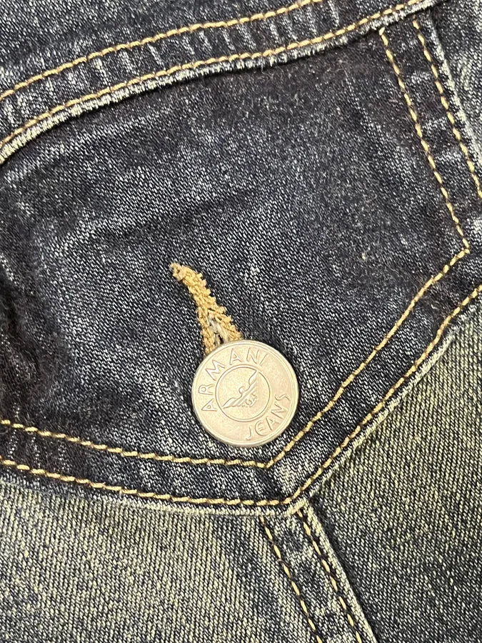 2000s Armani Blue Eroded Denim Jacket GttYqbg 11