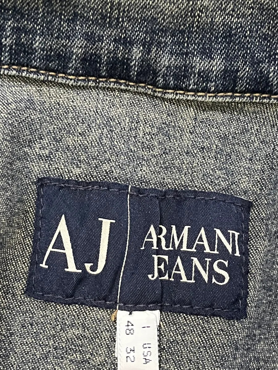 2000s Armani Blue Eroded Denim Jacket GttYqbg 9