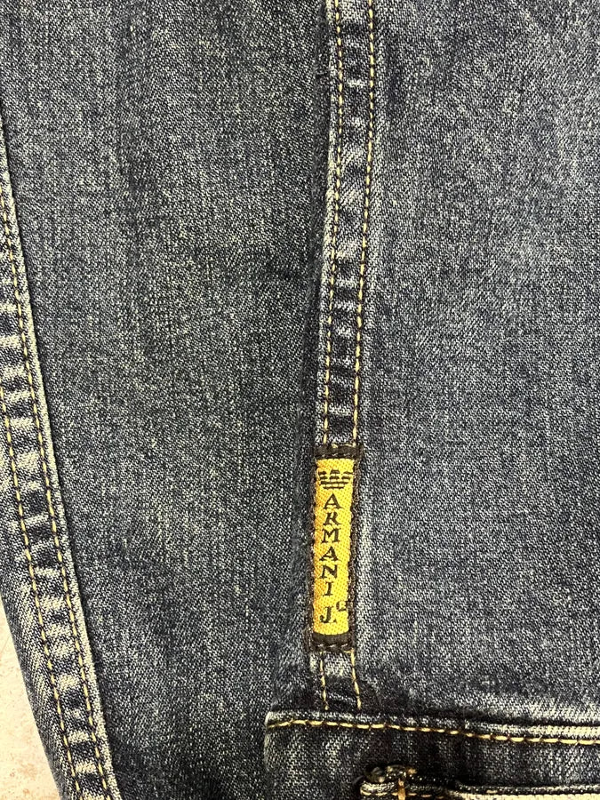 2000s Armani Blue Eroded Denim Jacket GttYqbg 8