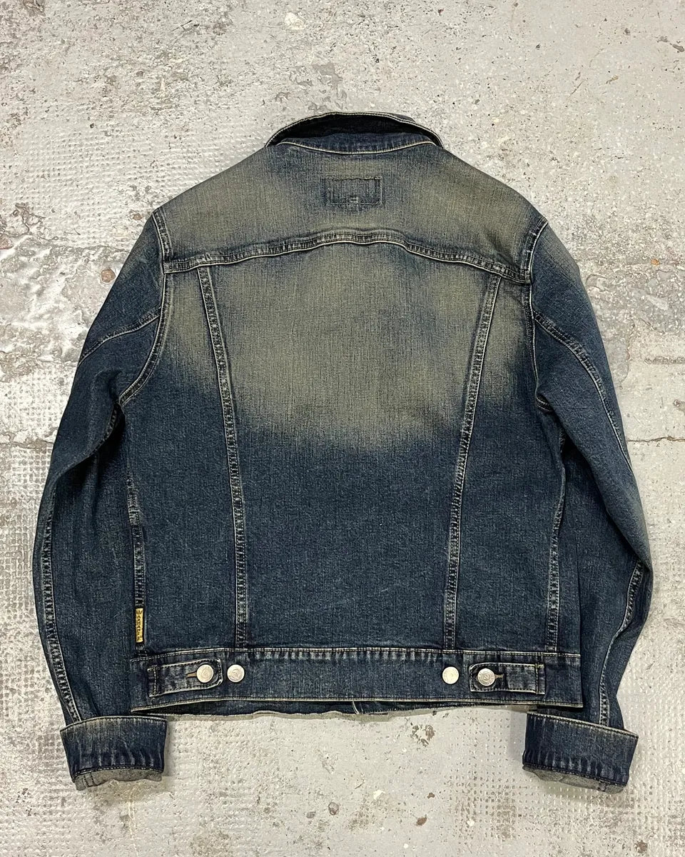 2000s Armani Blue Eroded Denim Jacket GttYqbg 5