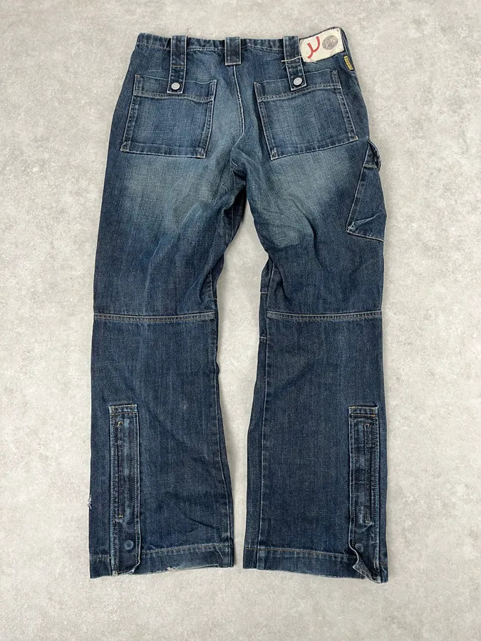 2000s Armani Blue Faded Denim Cargo Jeans CiwpoGv 6