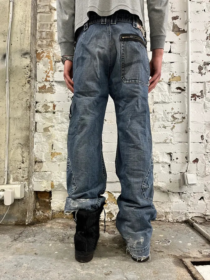 2000s Armani Blue Faded Denim Cargo Jeans ltQjMGu 2