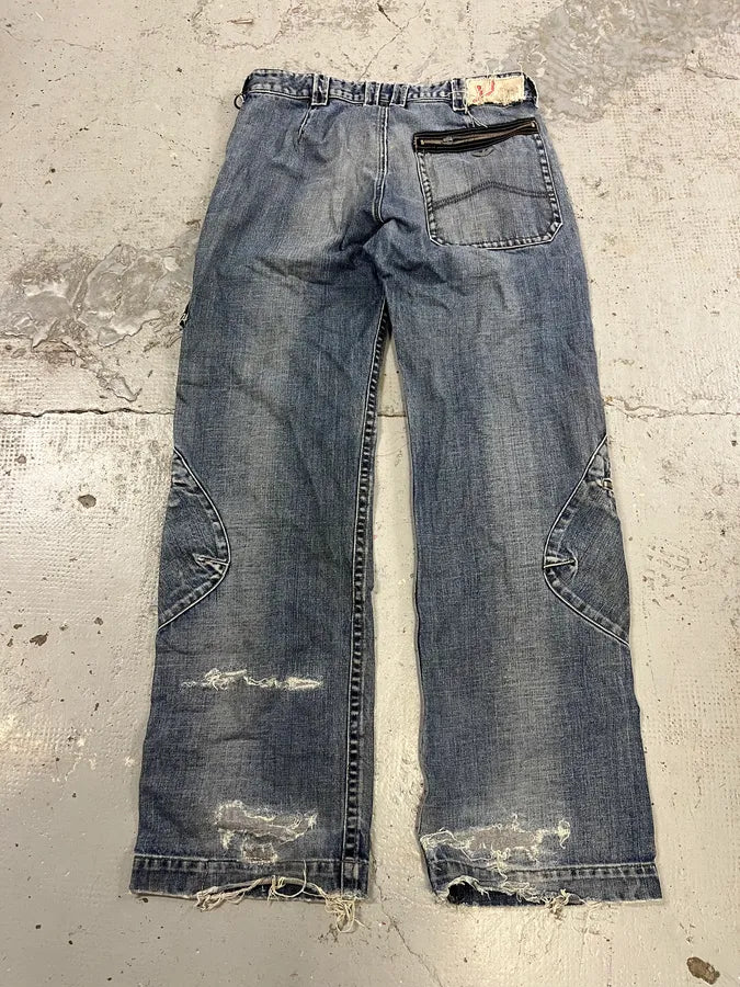 2000s Armani Blue Faded Denim Cargo Jeans ltQjMGu 3