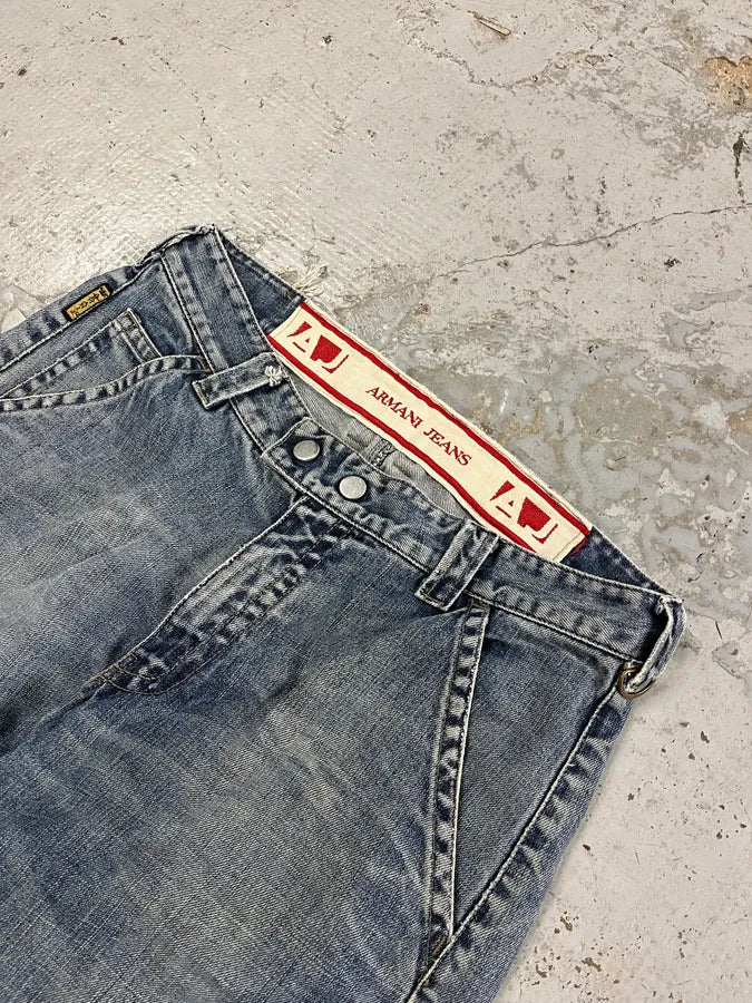 2000s Armani Blue Faded Denim Cargo Jeans ltQjMGu 5