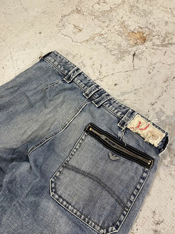 2000s Armani Blue Faded Denim Cargo Jeans ltQjMGu 7