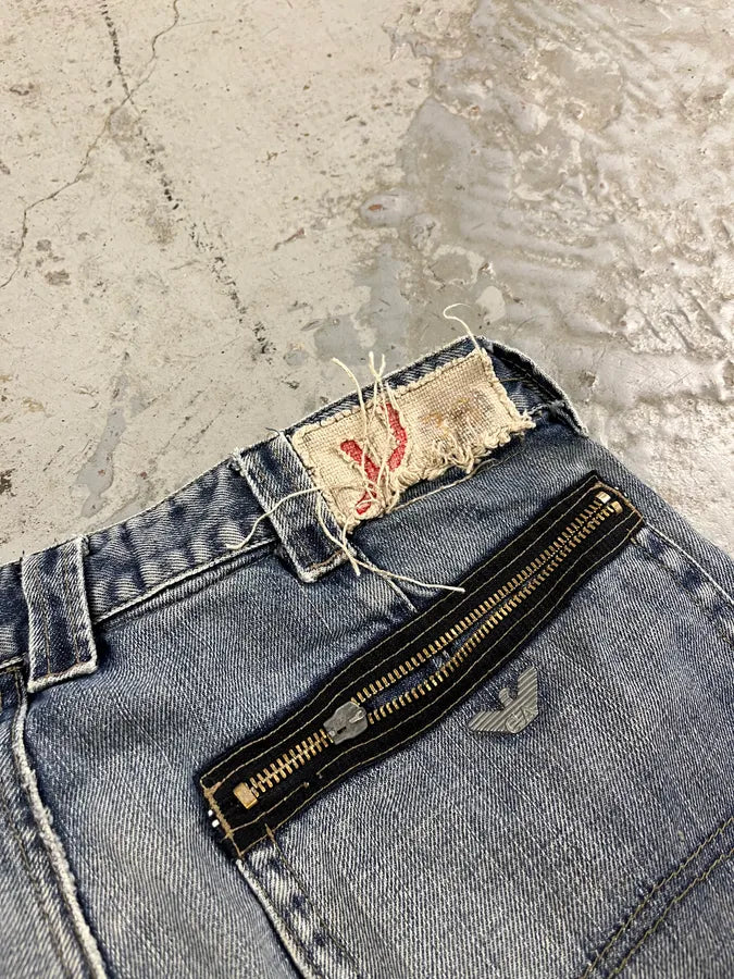 2000s Armani Blue Faded Denim Cargo Jeans ltQjMGu 8