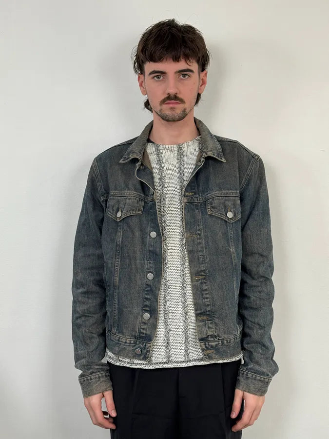 2000s Armani Blue Faded Denim Jacket hguEdhz 1