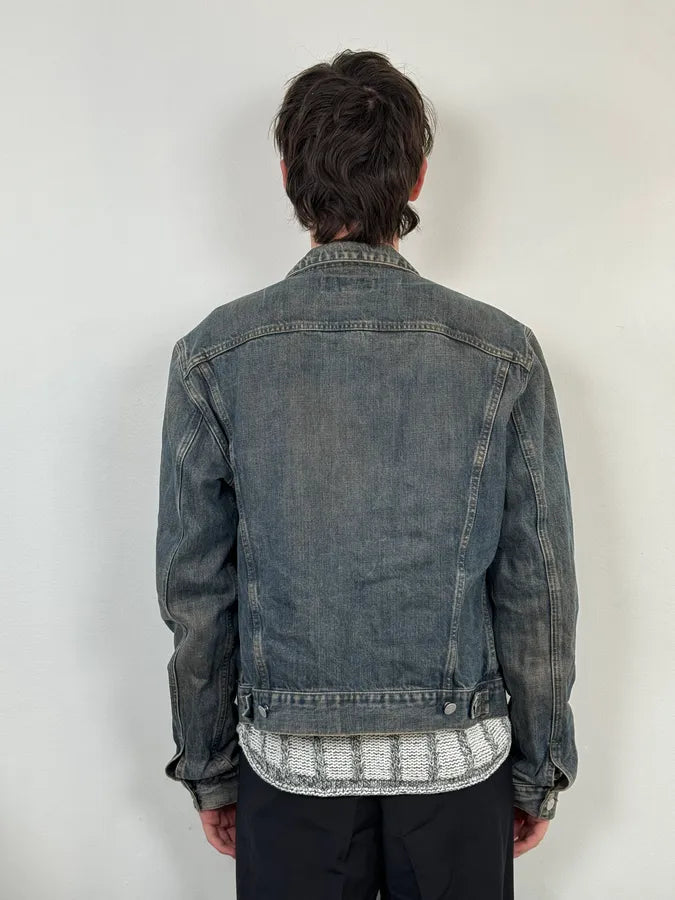 2000s Armani Blue Faded Denim Jacket hguEdhz 2