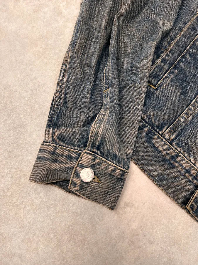 2000s Armani Blue Faded Denim Jacket hguEdhz 5