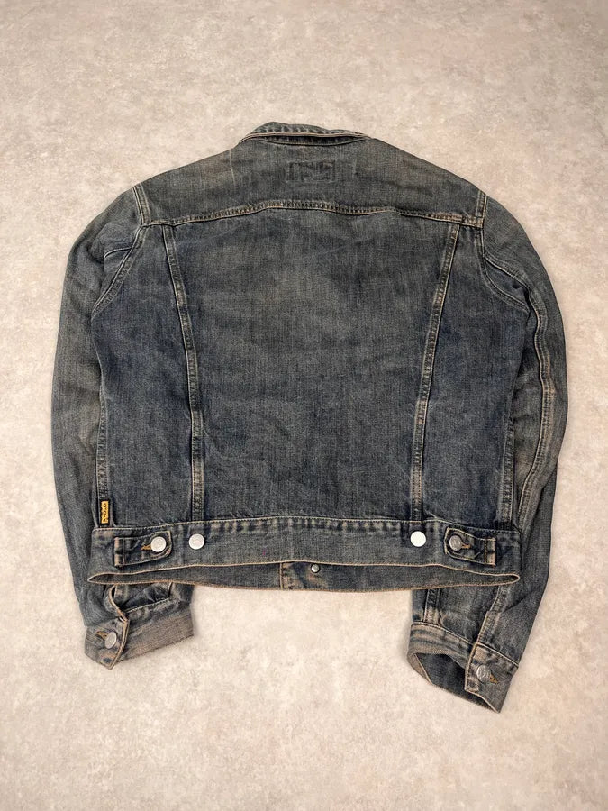 2000s Armani Blue Faded Denim Jacket hguEdhz 6