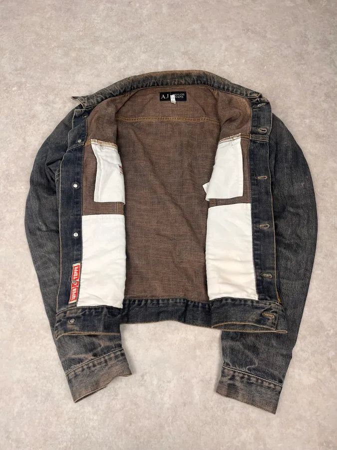 2000s Armani Blue Faded Denim Jacket hguEdhz 7