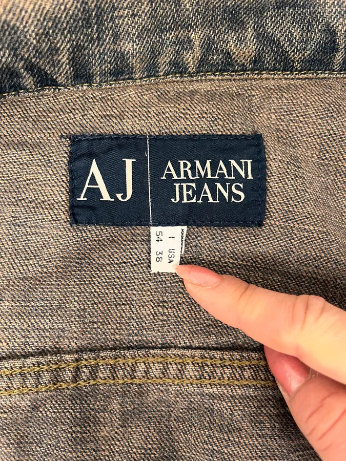 2000s Armani Blue Faded Denim Jacket hguEdhz 8