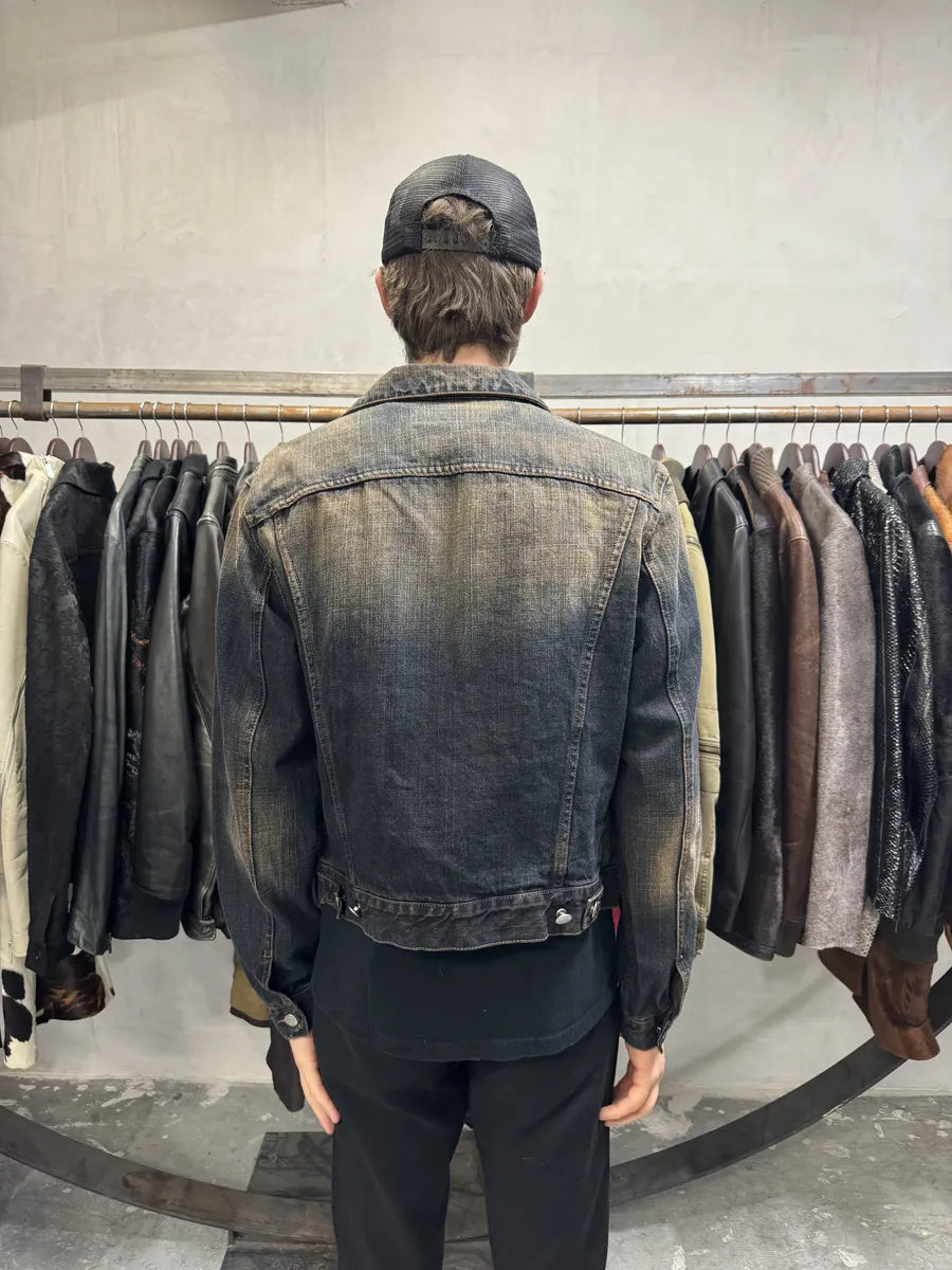 2000s Armani Blue Faded Denim Jacket tfwhQvY 3