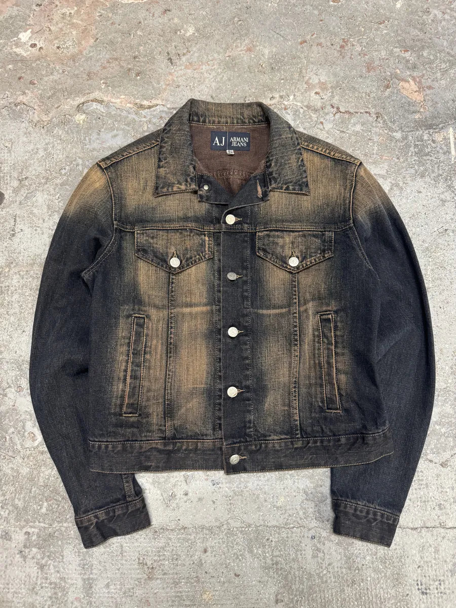 2000s Armani Blue Faded Denim Jacket tfwhQvY 4