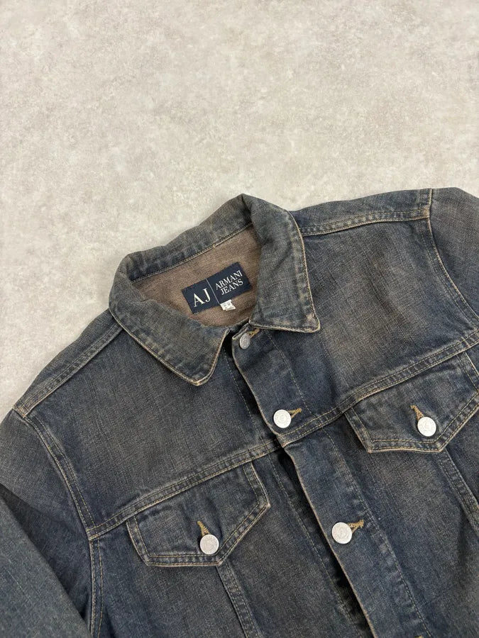 2000s Armani Blue Faded Denim Jacket eMzCKwN 3