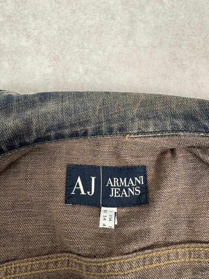 2000s Armani Blue Faded Denim Jacket eMzCKwN 6