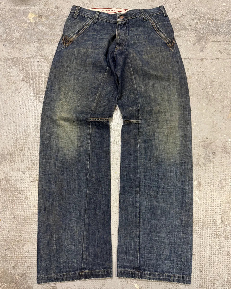 2000s Armani Blue Faded Denim Jeans (M) FwqlWVg 0
