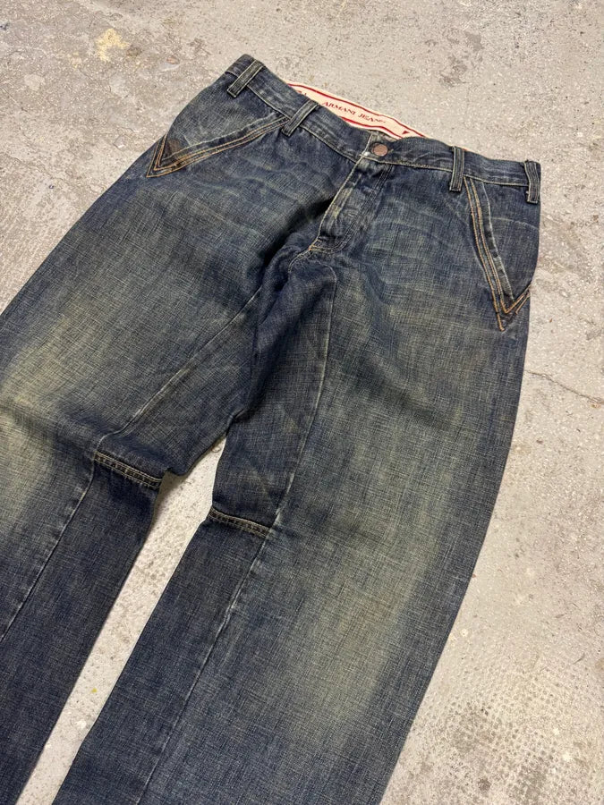 2000s Armani Blue Faded Denim Jeans (M) FwqlWVg 4