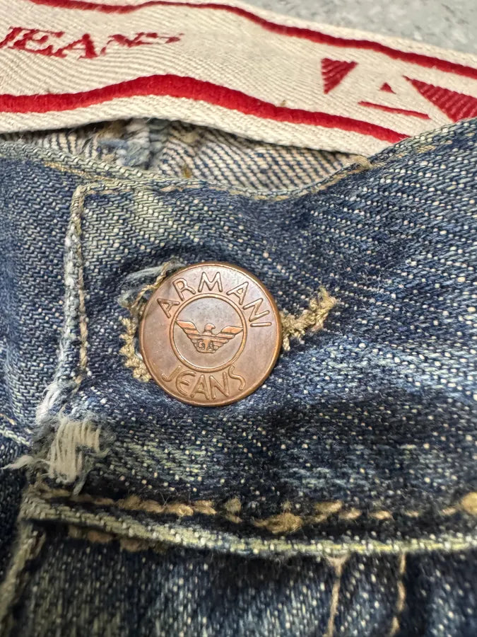 2000s Armani Blue Faded Denim Jeans (M) FwqlWVg 9