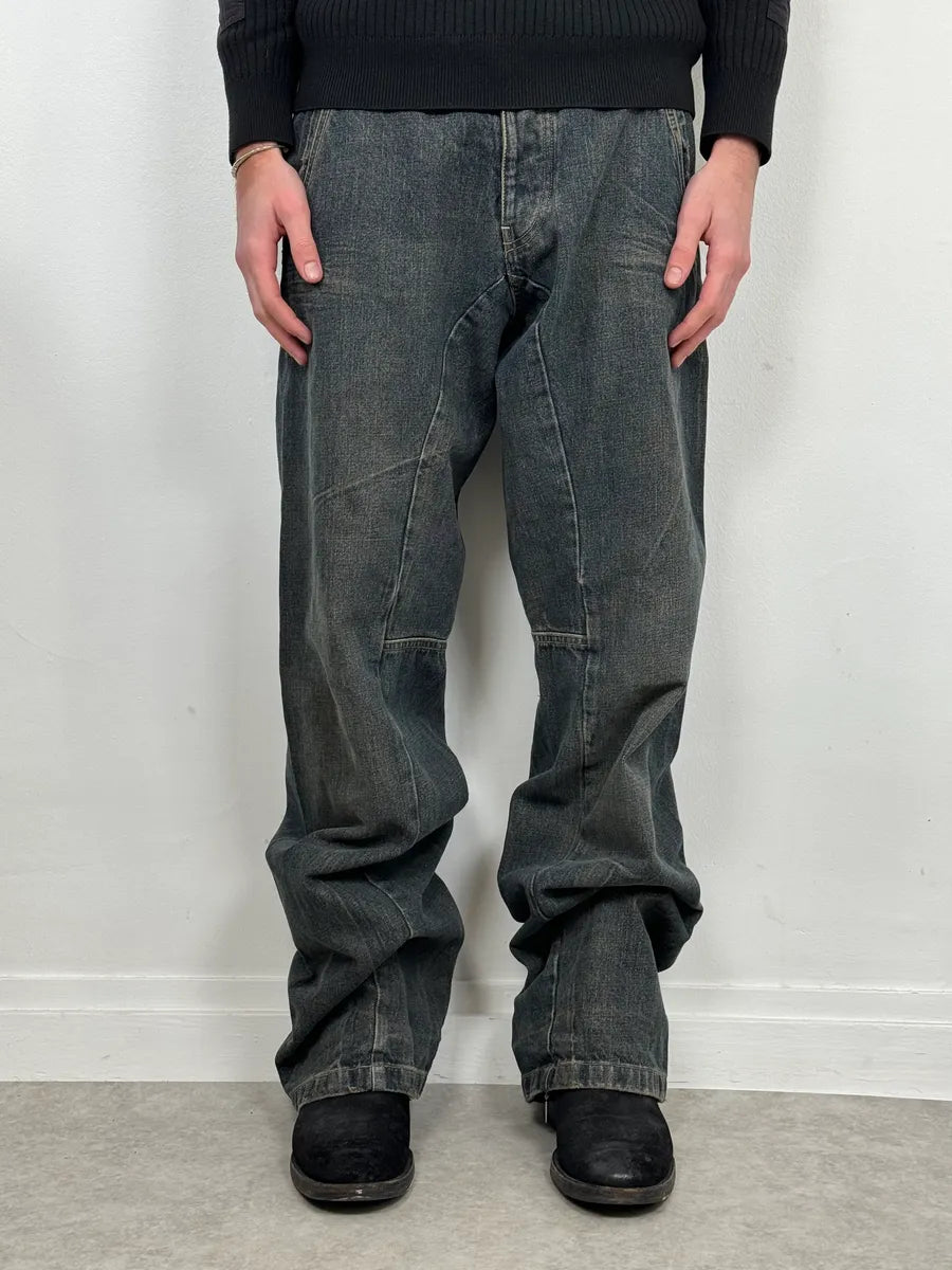 2000s Armani Blue Faded Denim Relaxed Jeans CFhMDXz 0