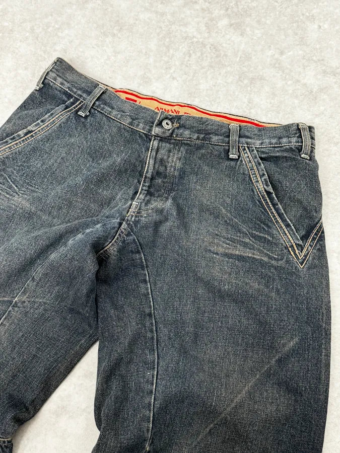 2000s Armani Blue Faded Denim Relaxed Jeans CFhMDXz 5