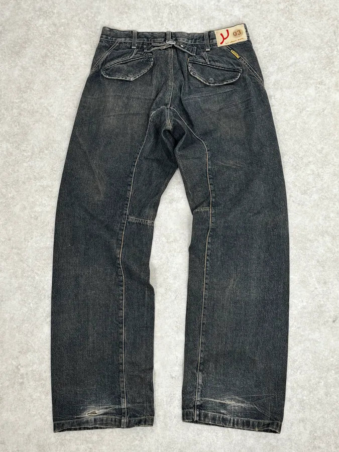2000s Armani Blue Faded Denim Relaxed Jeans CFhMDXz 4