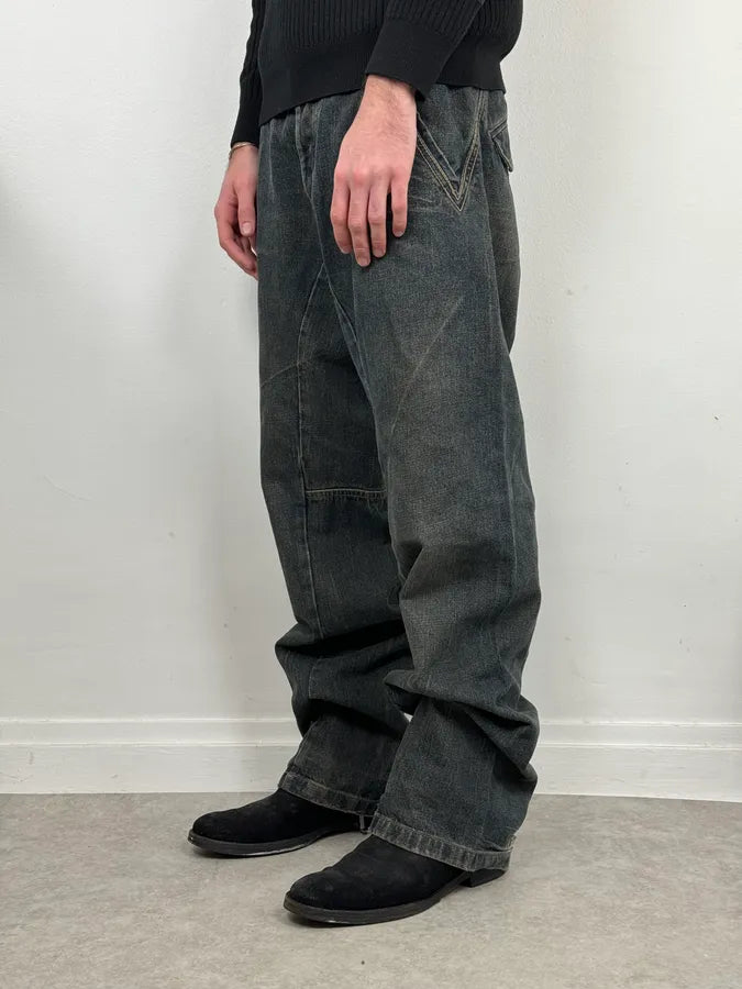 2000s Armani Blue Faded Denim Relaxed Jeans CFhMDXz 1