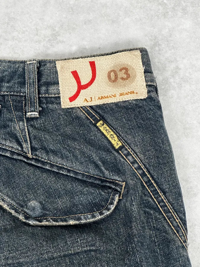 2000s Armani Blue Faded Denim Relaxed Jeans CFhMDXz 7