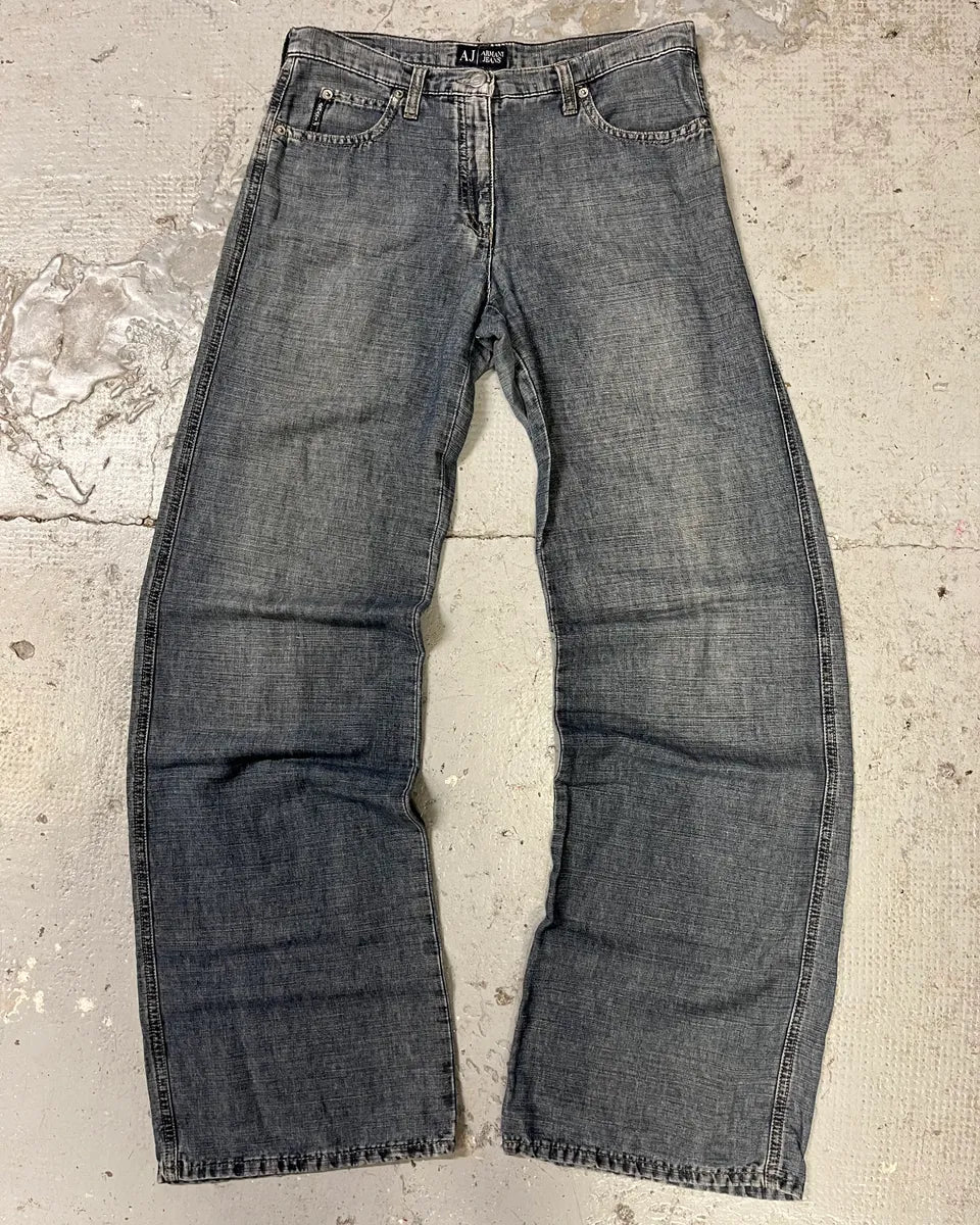 2000s Armani Blue Linen Denim Jeans (M) urPUTlg 1