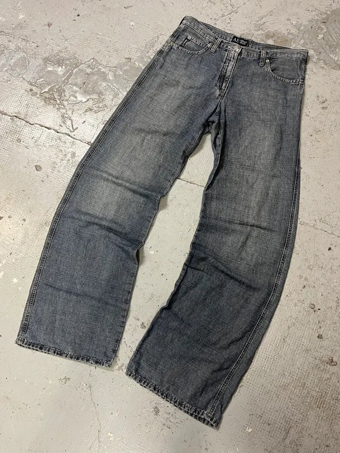 2000s Armani Blue Linen Denim Jeans (M) urPUTlg 4