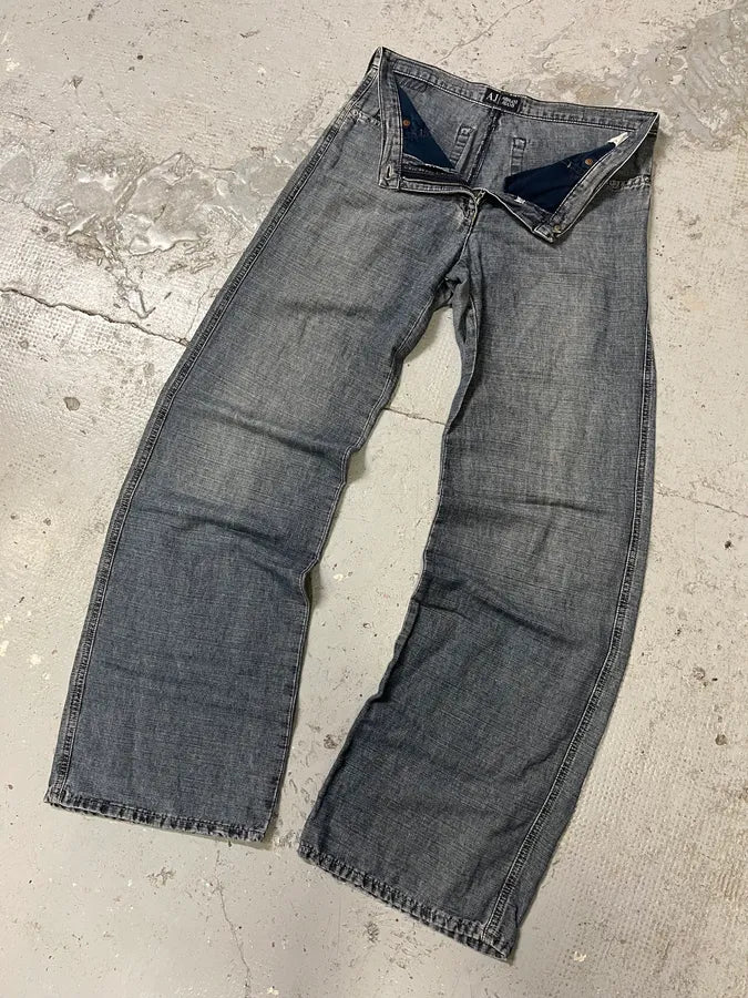 2000s Armani Blue Linen Denim Jeans (M) urPUTlg 5