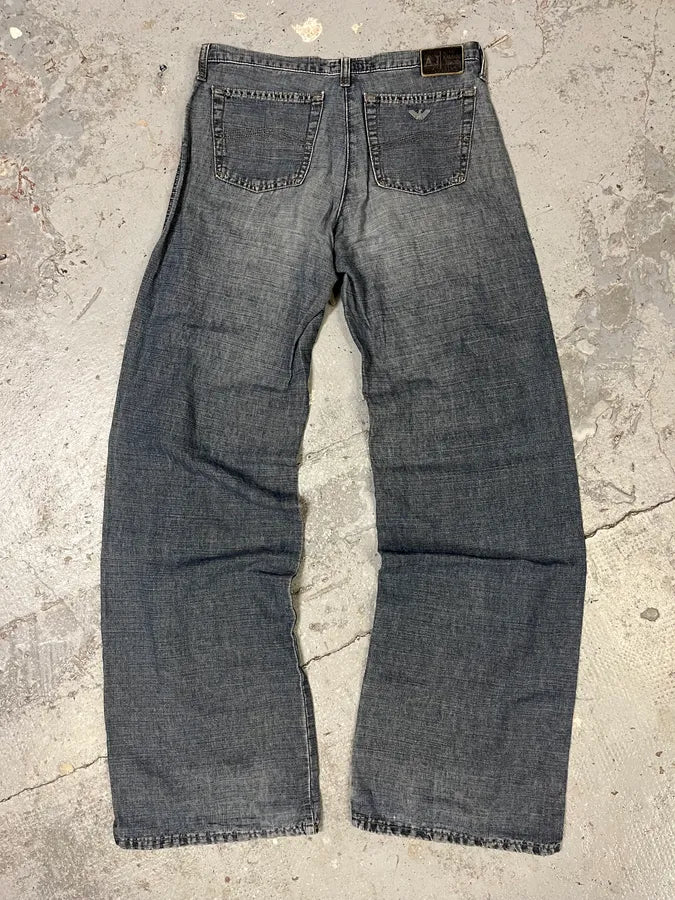 2000s Armani Blue Linen Denim Jeans (M) urPUTlg 6