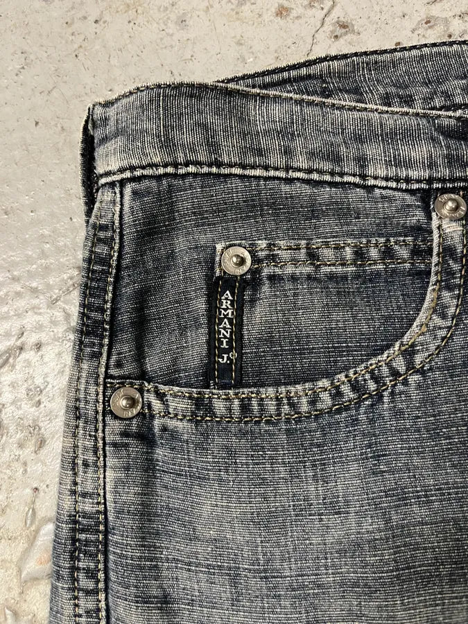 2000s Armani Blue Linen Denim Jeans (M) urPUTlg 8