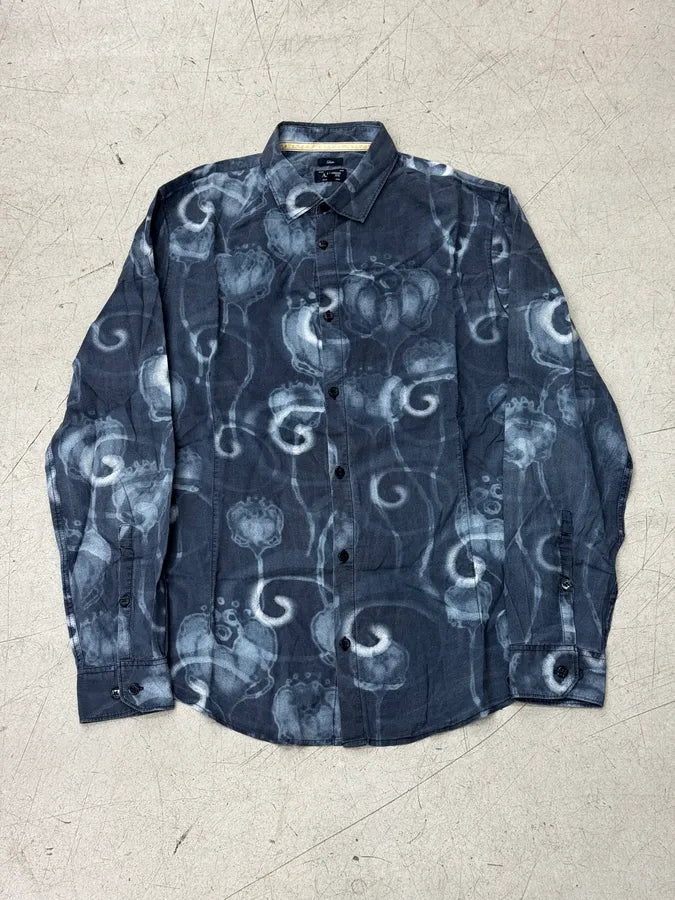 2000s Armani Blue Washed Psycho Shirt gGhLuMV 0