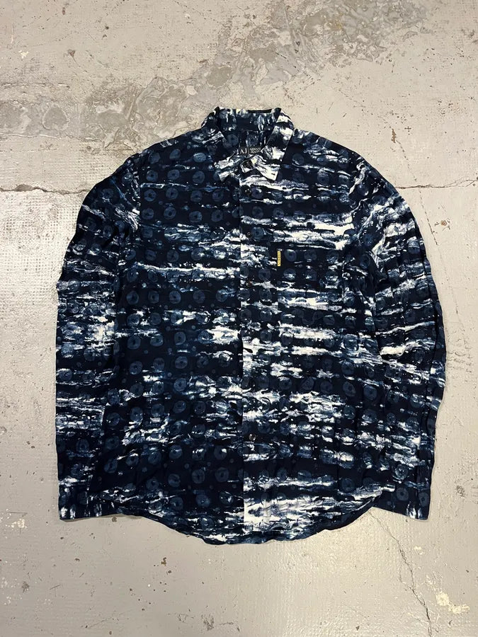 2000s Armani Blue Wave Modern Shirt VvHubXU 0