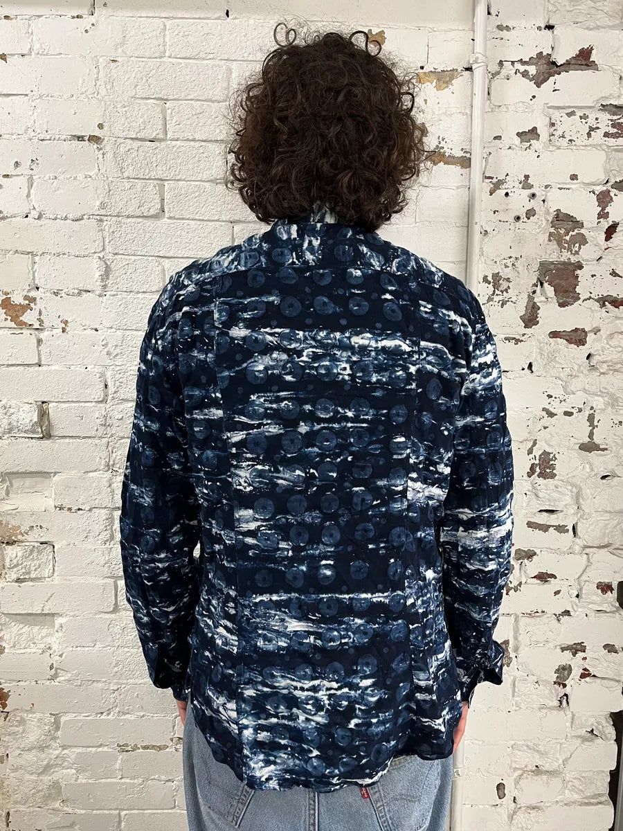 2000s Armani Blue Wave Modern Shirt VvHubXU 2