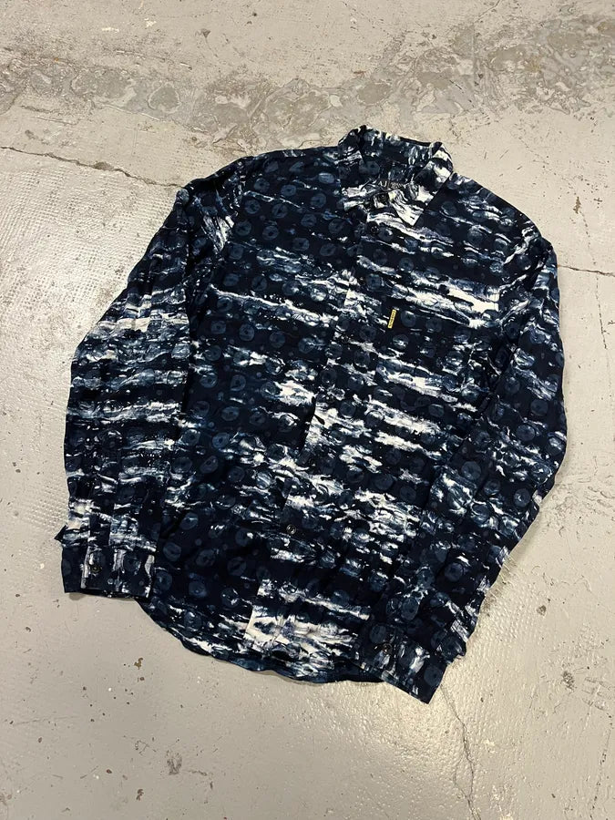 2000s Armani Blue Wave Modern Shirt VvHubXU 3