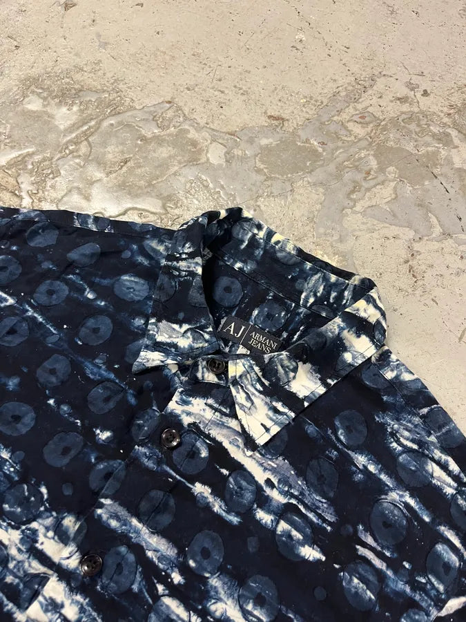 2000s Armani Blue Wave Modern Shirt VvHubXU 4