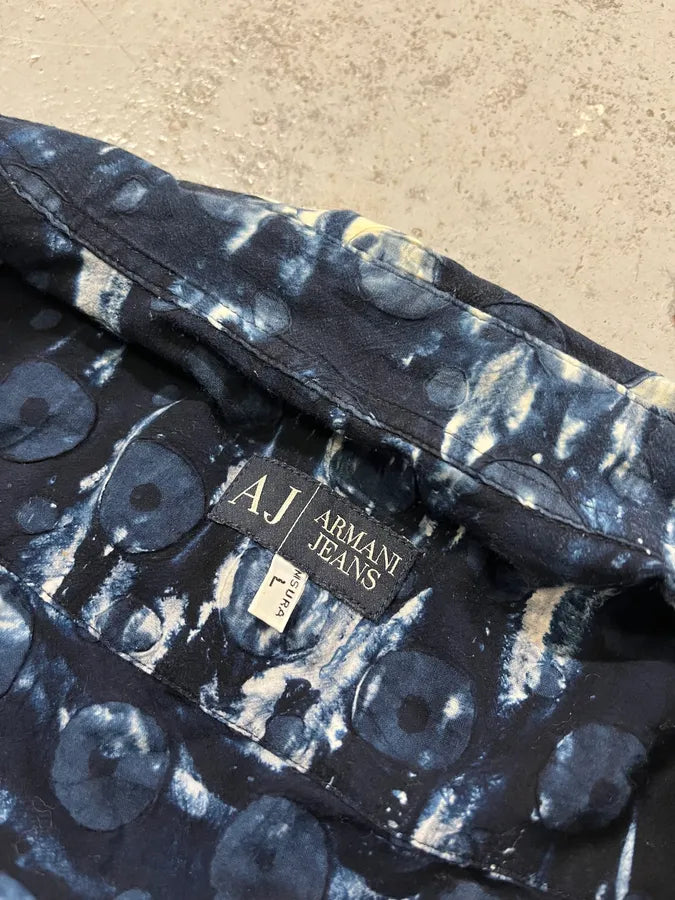 2000s Armani Blue Wave Modern Shirt VvHubXU 9