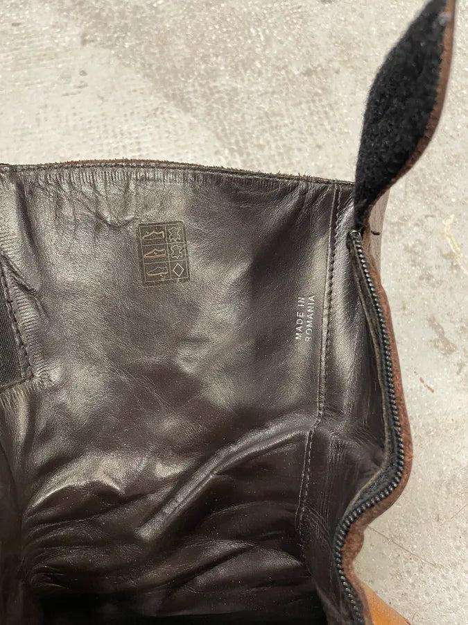 2000s Armani Brown Ankle Biker Leather Boots BkyzhJW 10