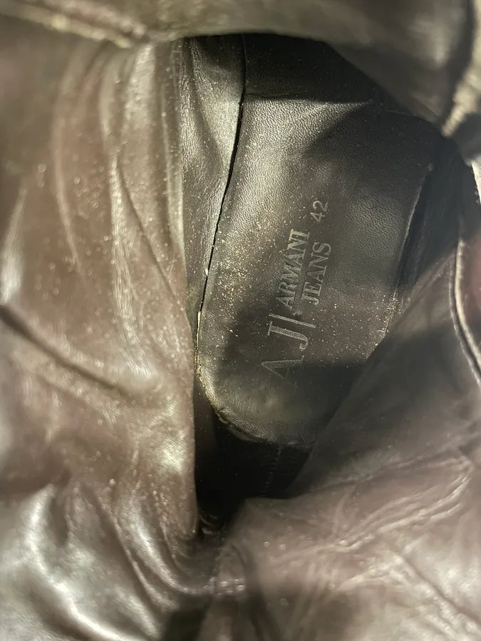 2000s Armani Brown Ankle Biker Leather Boots BkyzhJW 11