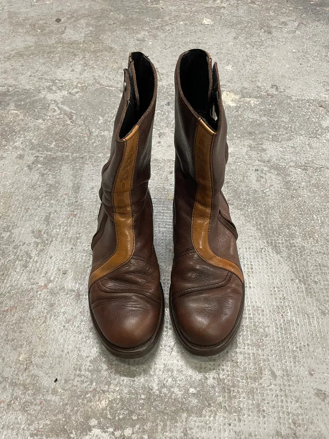 2000s Armani Brown Ankle Biker Leather Boots BkyzhJW 3