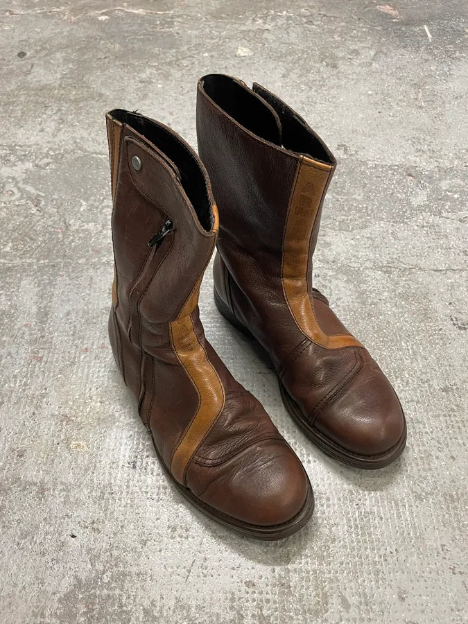 2000s Armani Brown Ankle Biker Leather Boots BkyzhJW 5