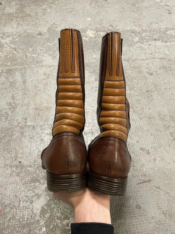 2000s Armani Brown Ankle Biker Leather Boots BkyzhJW 6
