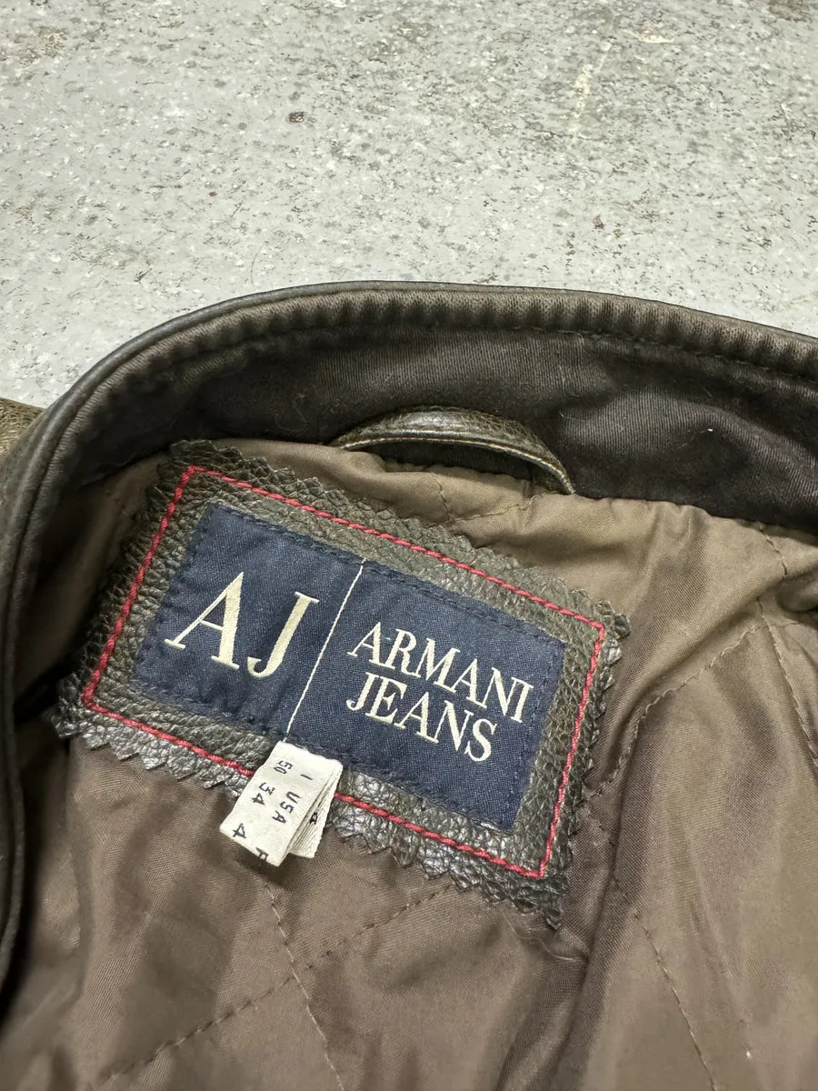 2000s Armani Brown Biker Leather Jacket ALOGScO 2