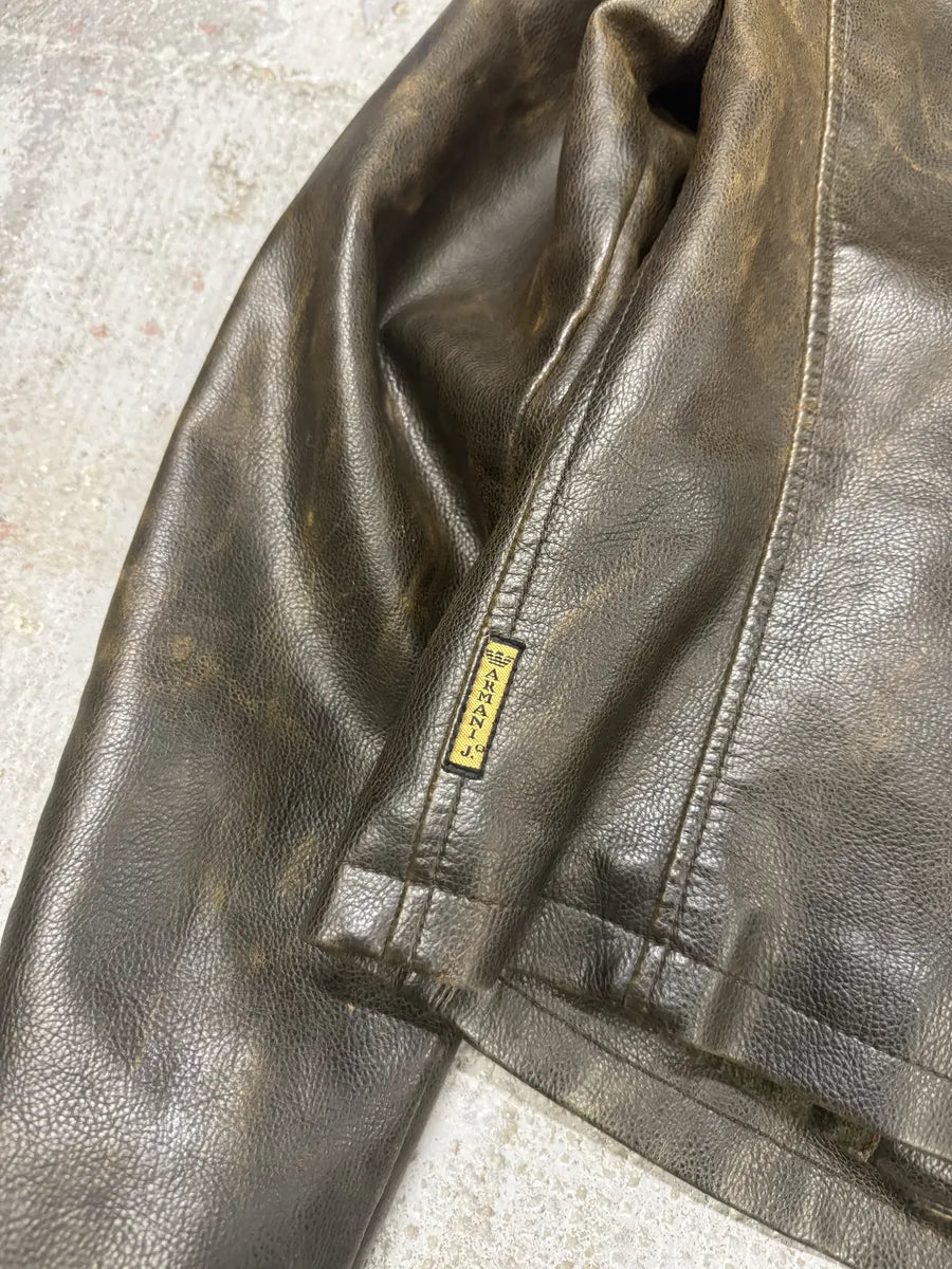 2000s Armani Brown Biker Leather Jacket ALOGScO 4