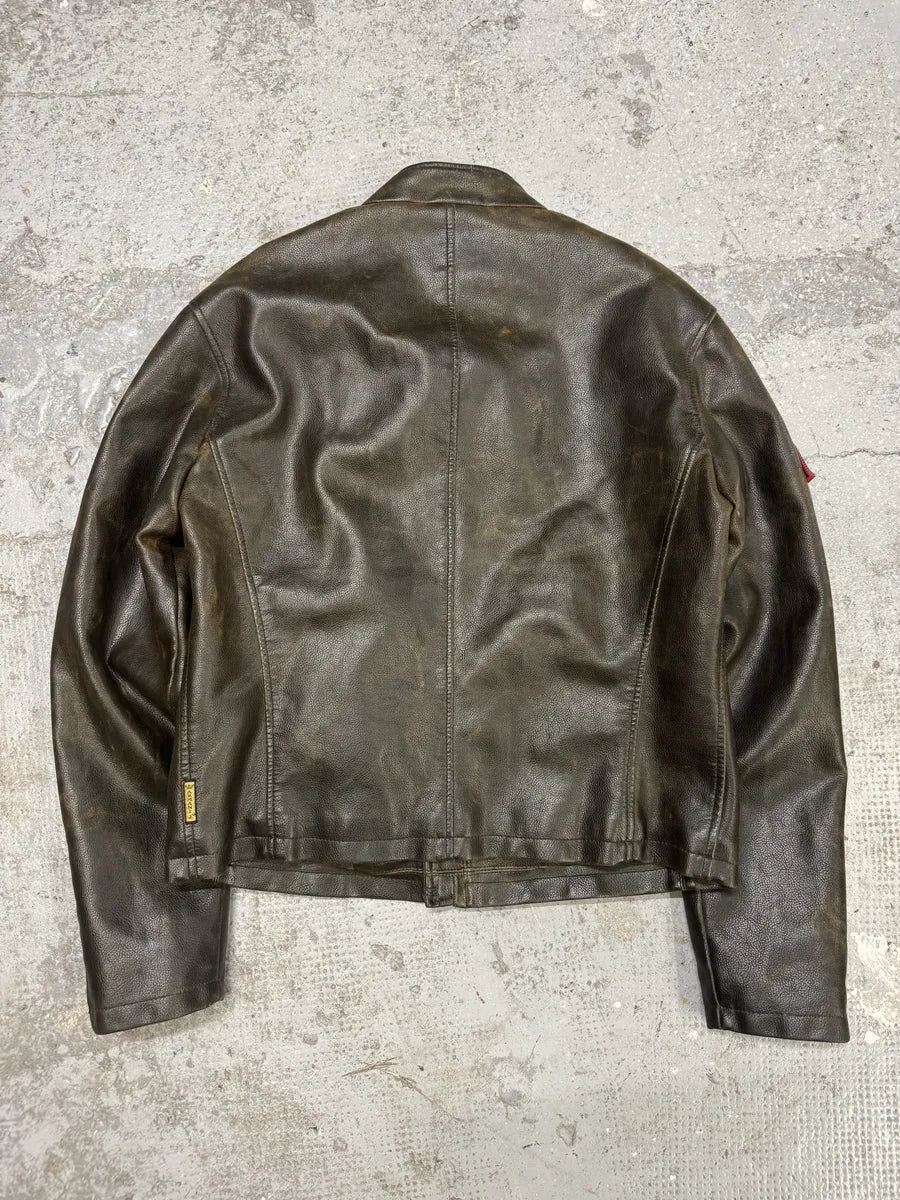 2000s Armani Brown Biker Leather Jacket ALOGScO 8