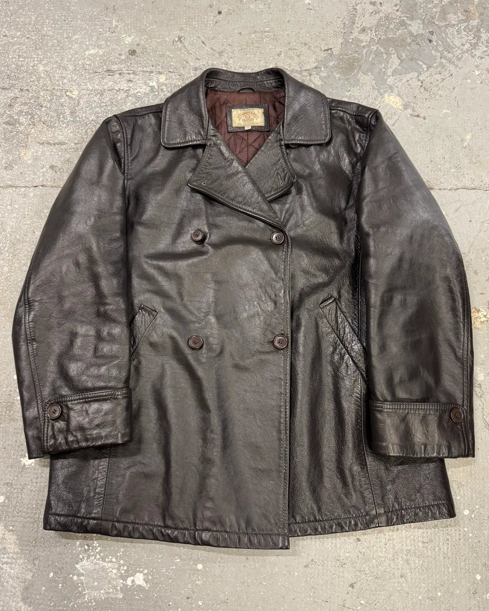 2000s Armani Brown Buttoned Leather Jacket zRSSvTt 0